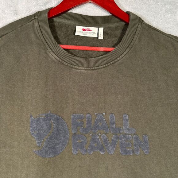 Fjallraven Sweatshirt Mens XL Green Spell Out Long‎ Sleeve Crewneck Logo Sweater - Picture 1 of 10